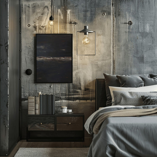 Organic, textural abstract painting inspired by warm neutral palettes, created with acrylic ink on board by Charlotte George