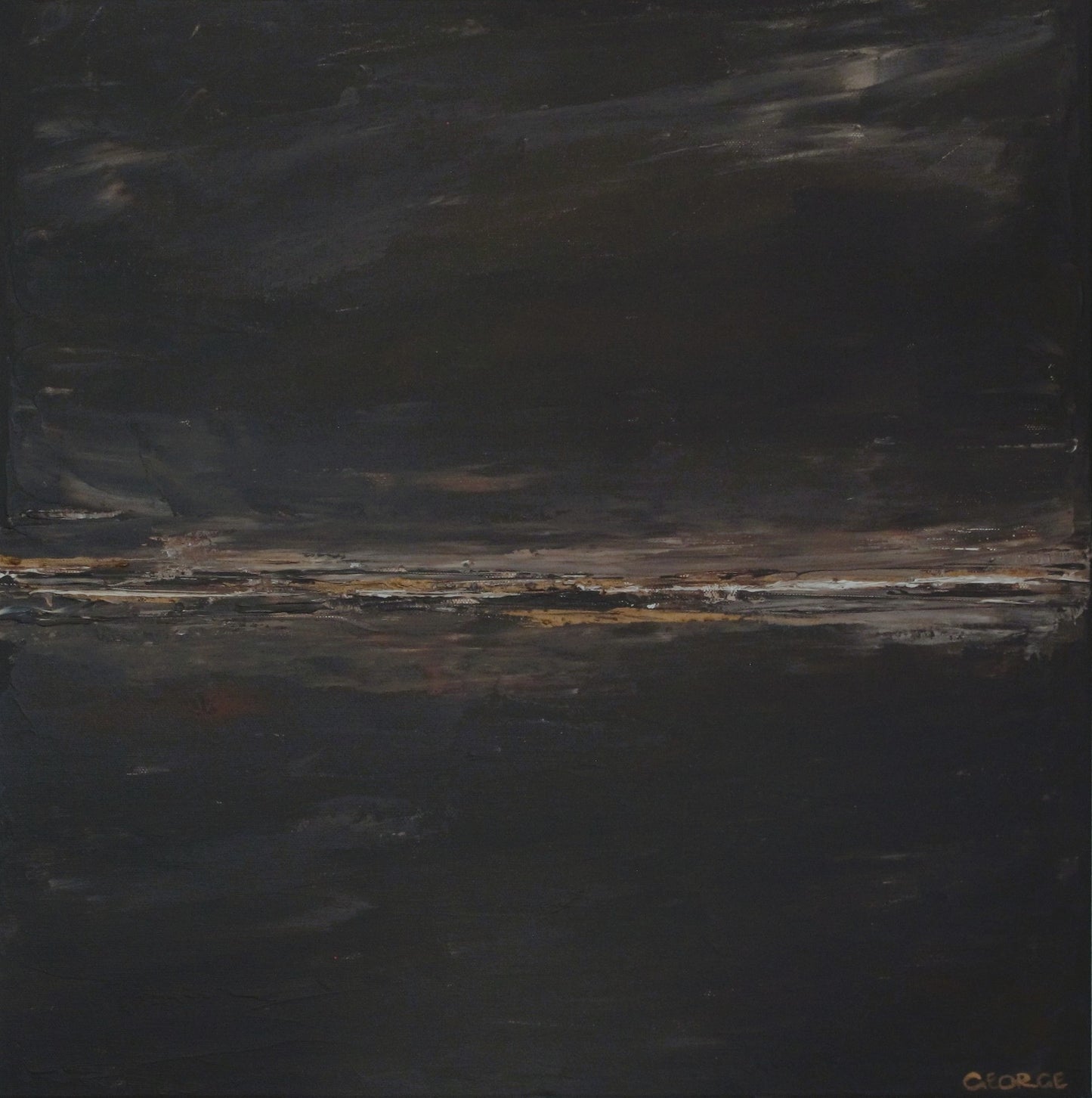 Organic, textural abstract painting inspired by warm neutral palettes, created with acrylic on canvas by Charlotte George