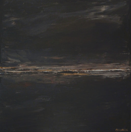 Americano II by Charlotte George – abstract art print in warm browns, metallic bronze and charcoal with layered, organic brush textures