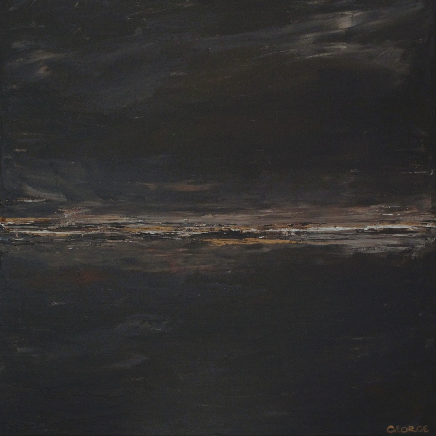 Organic, textural abstract painting inspired by warm neutral palettes, created with acrylic on canvas by Charlotte George