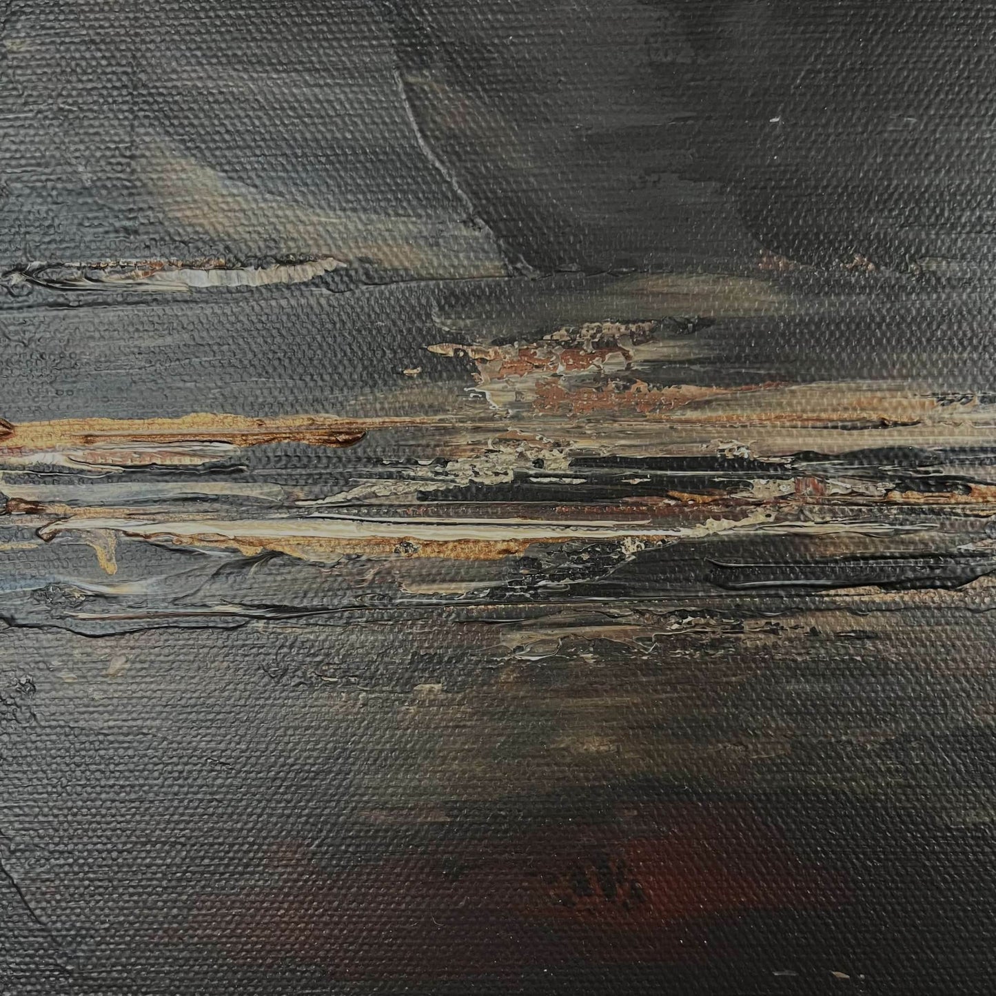 Organic, textural abstract painting inspired by warm neutral palettes, created with acrylic on canvas by Charlotte George