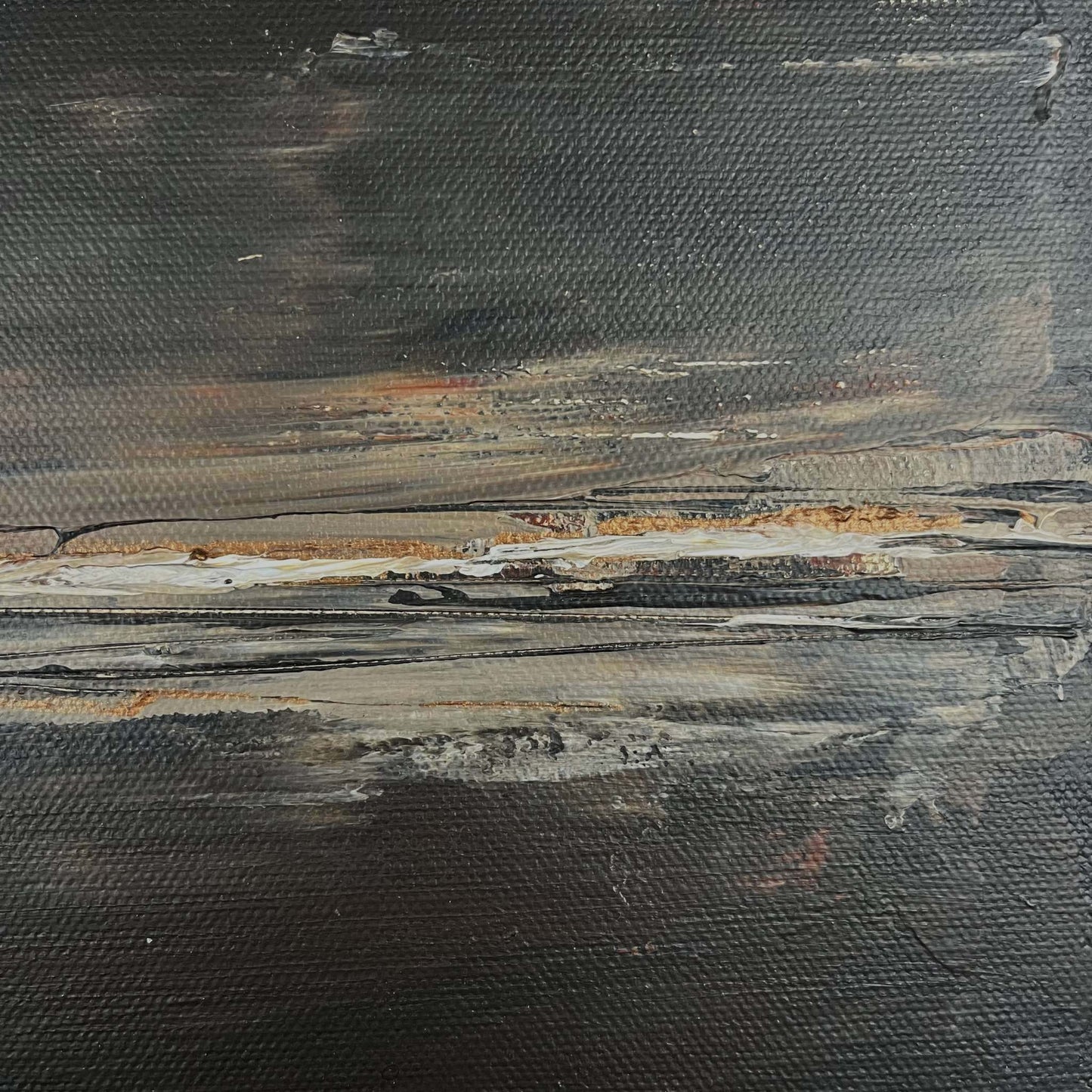 Organic, textural abstract painting inspired by warm neutral palettes, created with acrylic on canvas by Charlotte George