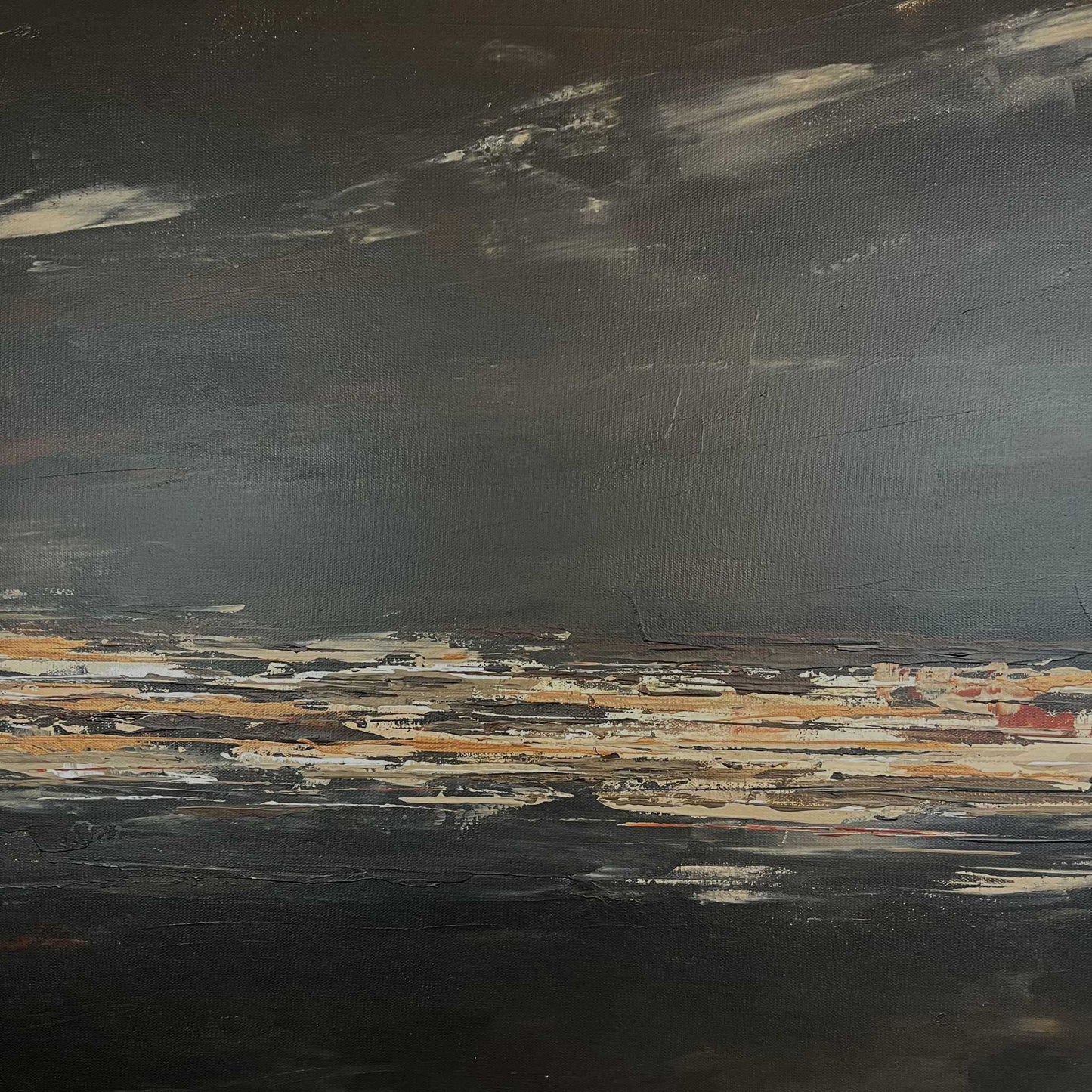 Warm neutral abstract painting with layered clay and stone tones, created in textured heavy body acrylic by Charlotte George earthy, grounded, and elegant