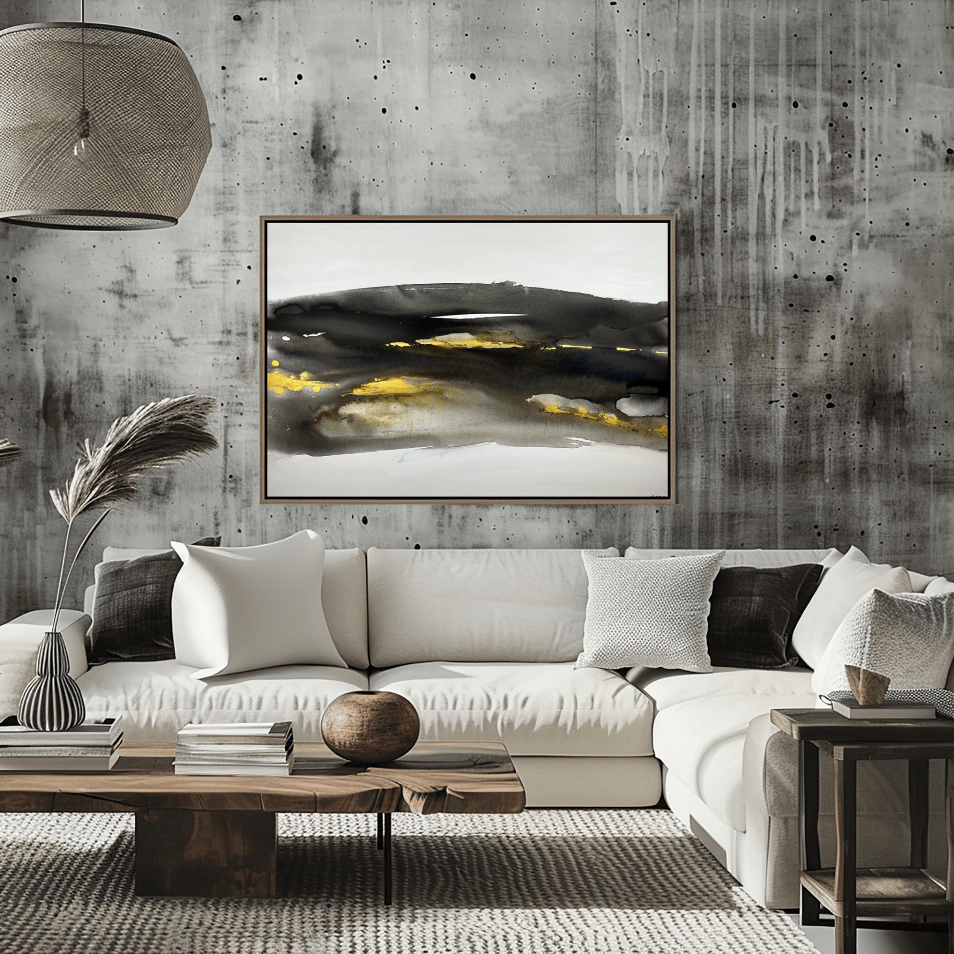 Charlotte George, Earth's Whisper I, 24 x 36 inch abstract artwork displayed in a contemporary interior