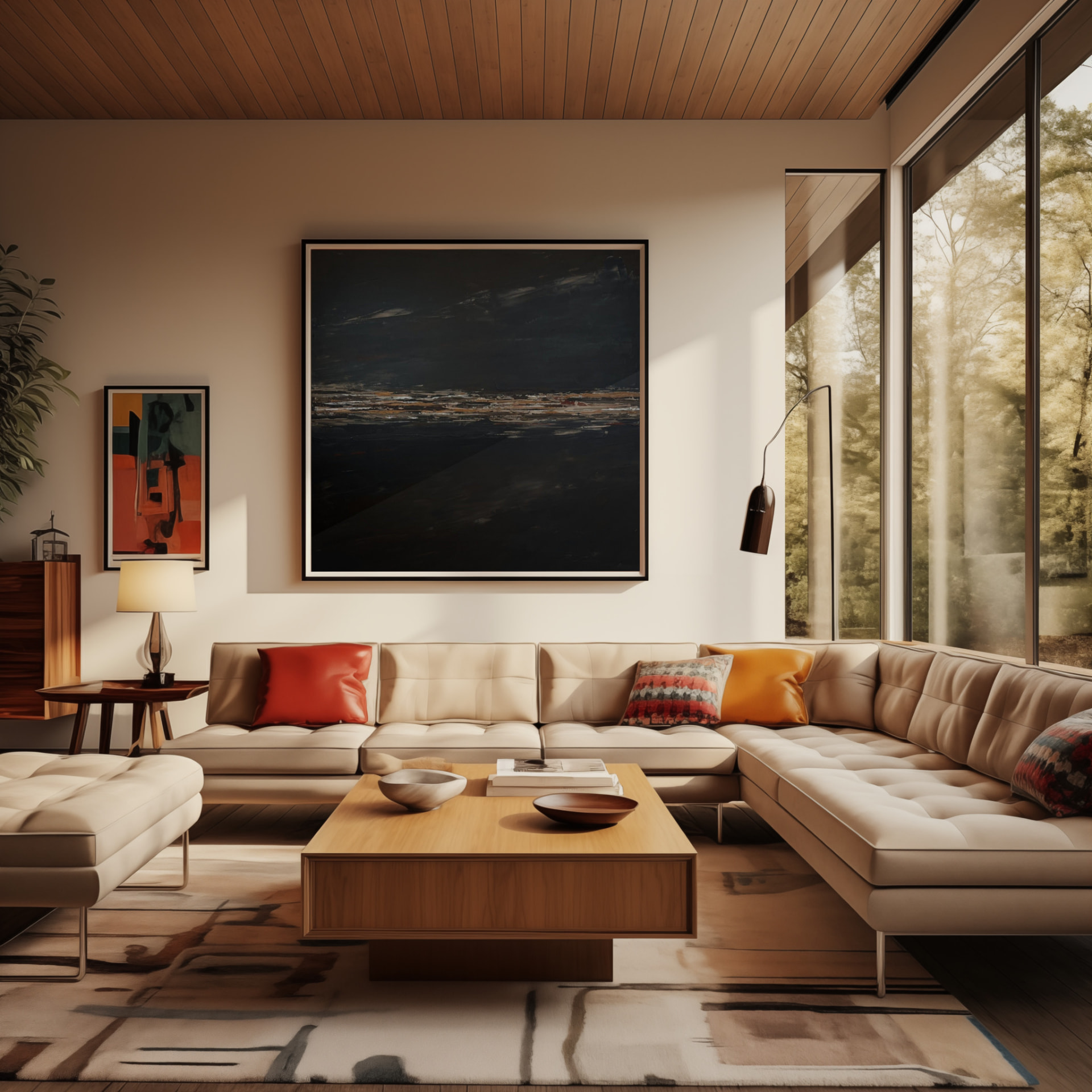 Charlotte George, Americano V, 36 x 36 inch abstract artwork displayed in a contemporary interior