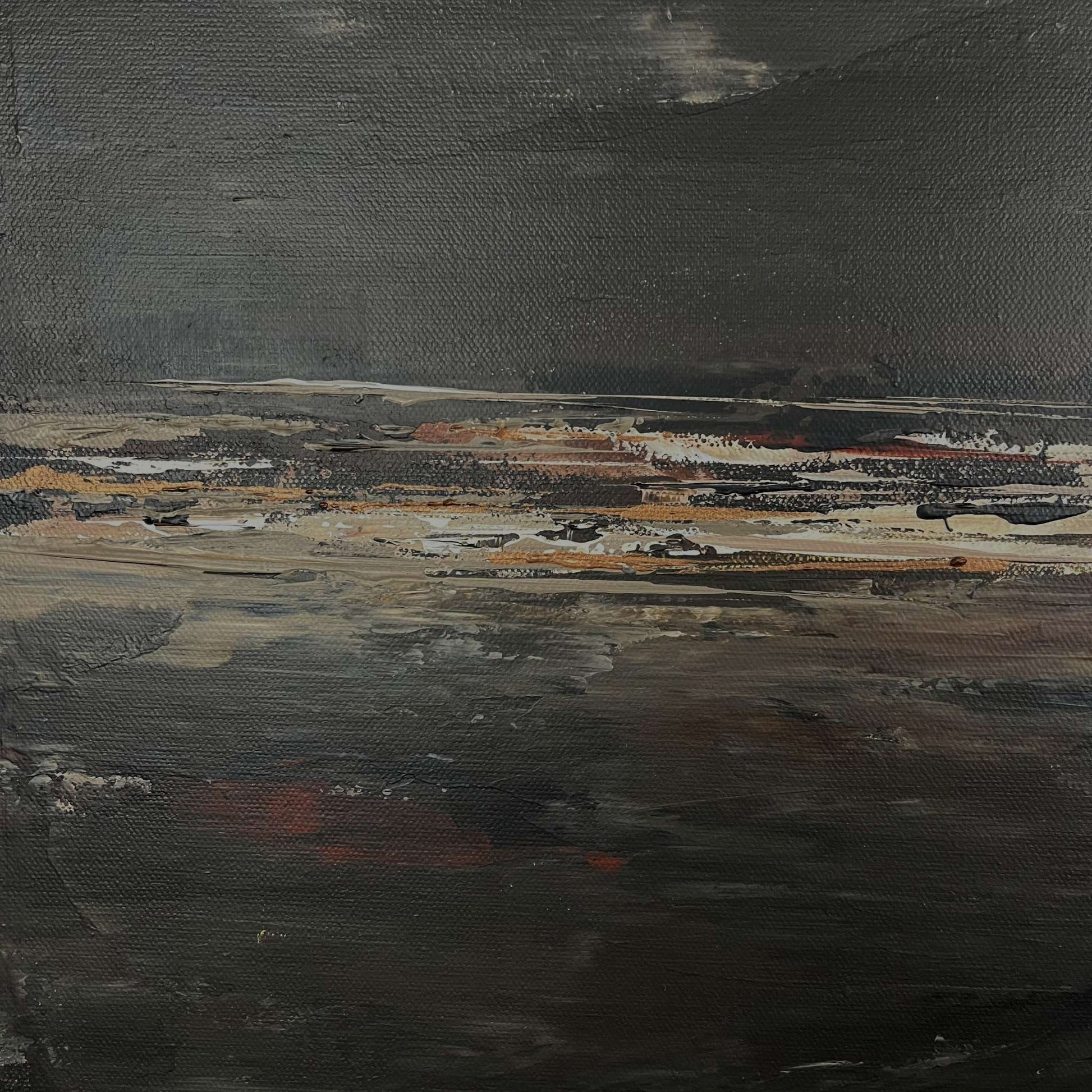 Americano III by Charlotte George – abstract art print in espresso, taupe, and neutral tones with textured brushwork and earthy movement