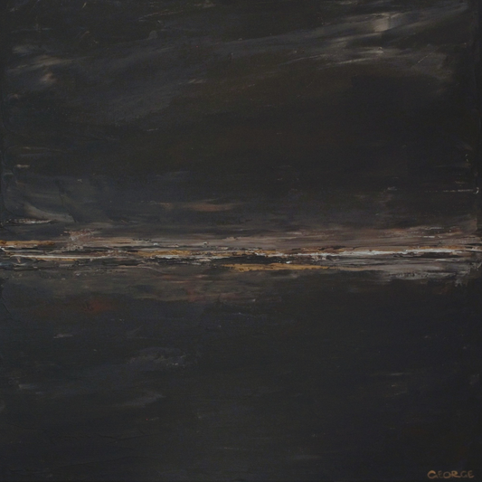 Organic, textural abstract painting inspired by warm neutral palettes, created with acrylic on canvas by Charlotte George