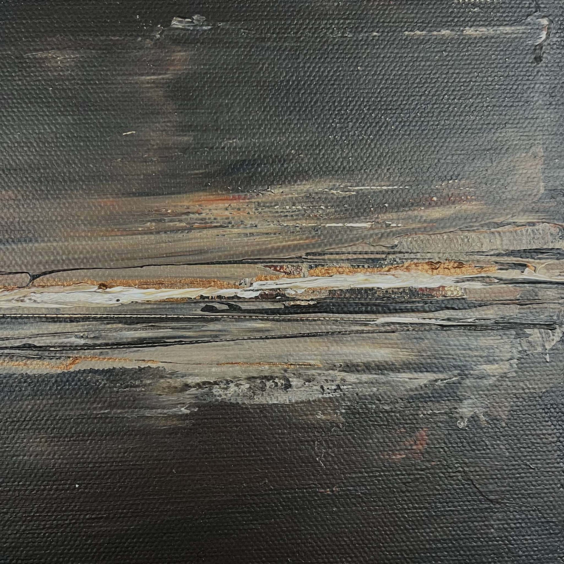 Organic, textural abstract painting inspired by warm neutral palettes, created with acrylic on canvas by Charlotte George