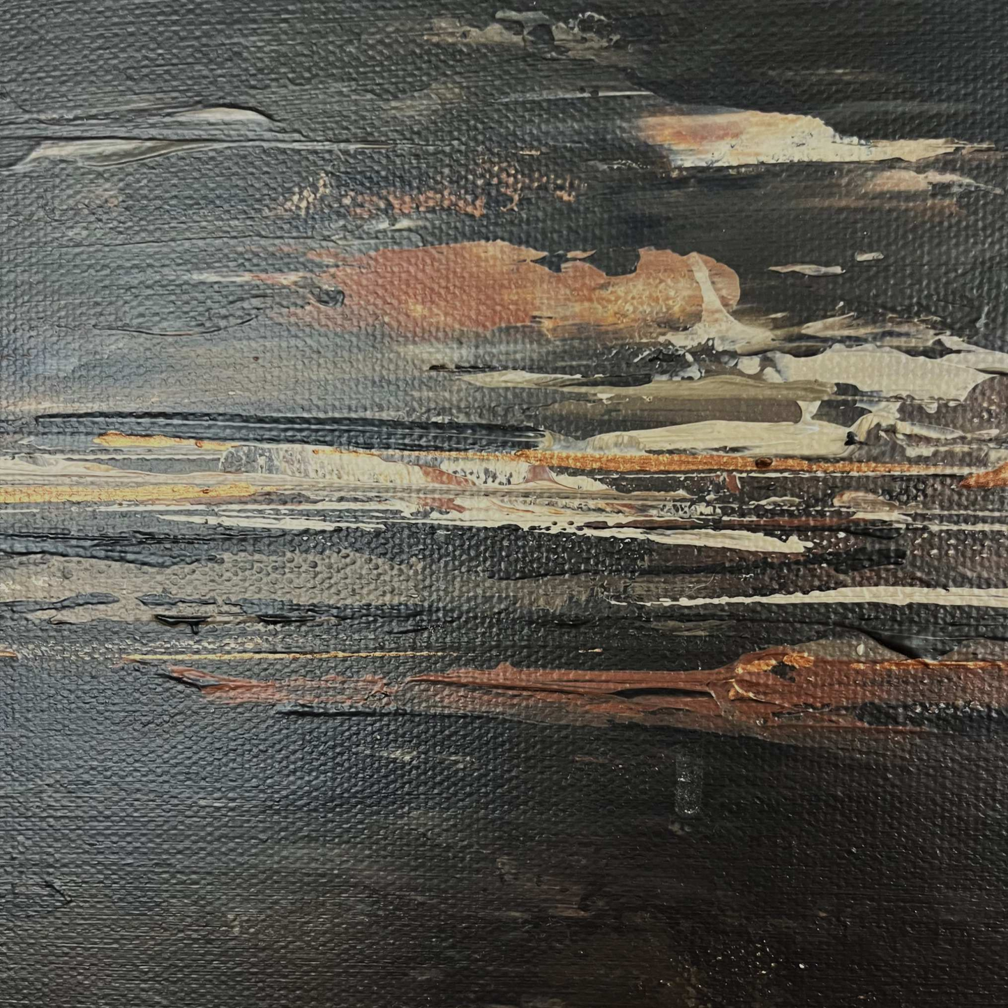 Earth-toned abstract painting with warm neutral hues and expressive texture by Charlotte George, ideal for minimalist decor