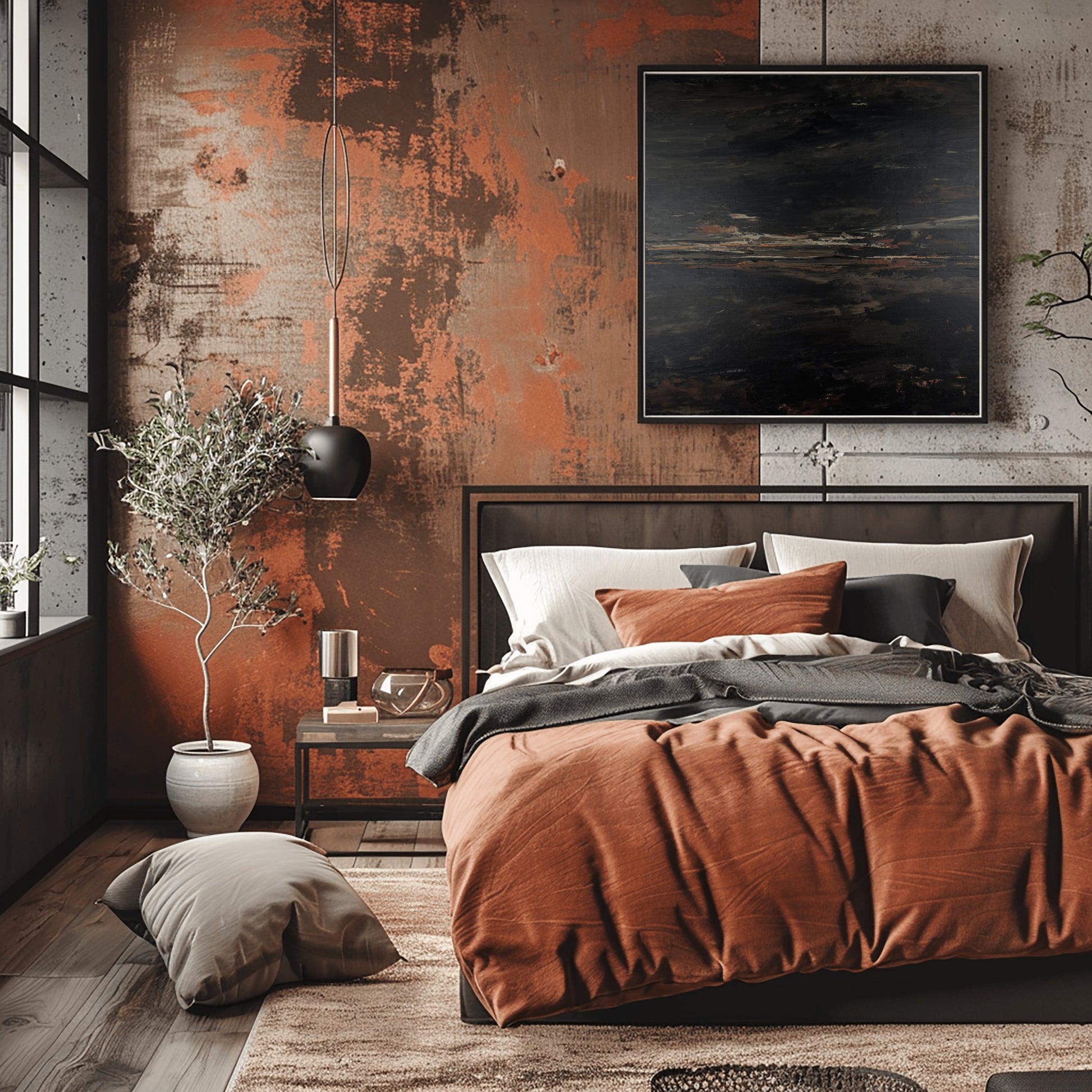 Americano I by Charlotte George an earthy abstract artwork with warm browns, deep blacks, and textured brushstrokes in a fine art print