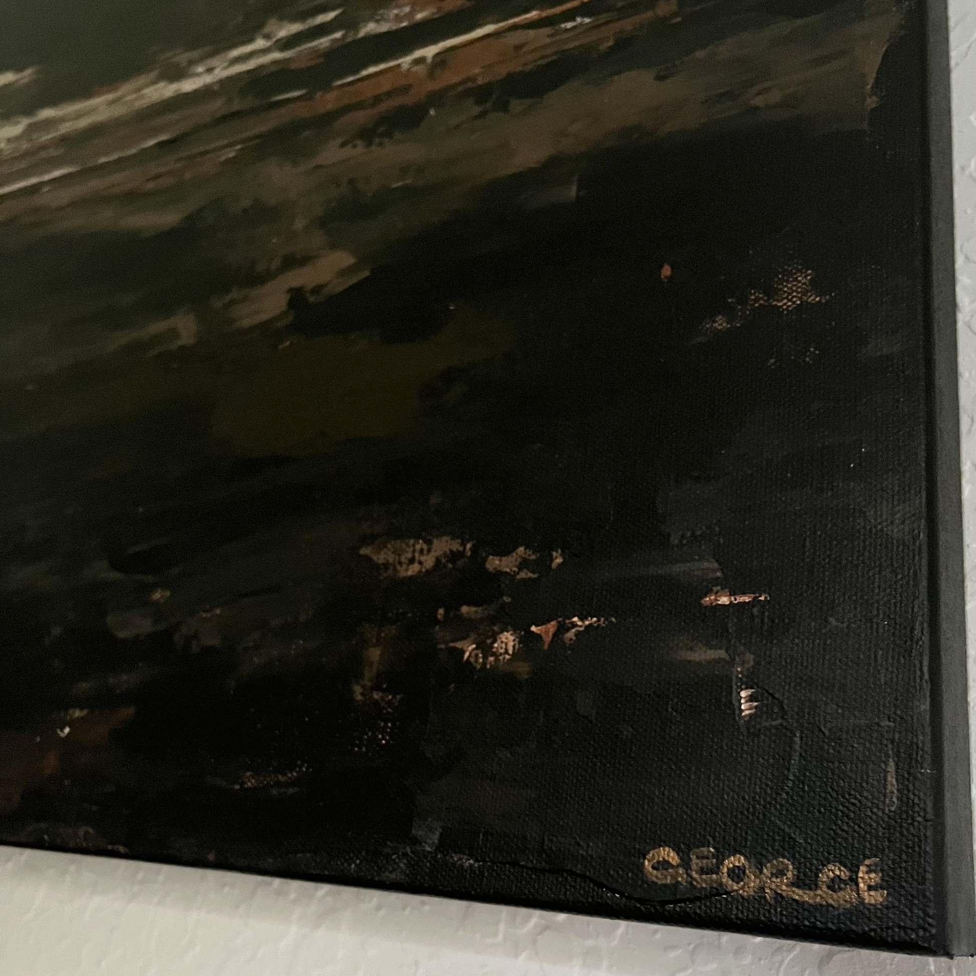 Earth-toned abstract painting with warm neutral hues and expressive texture by Charlotte George, ideal for minimalist decor