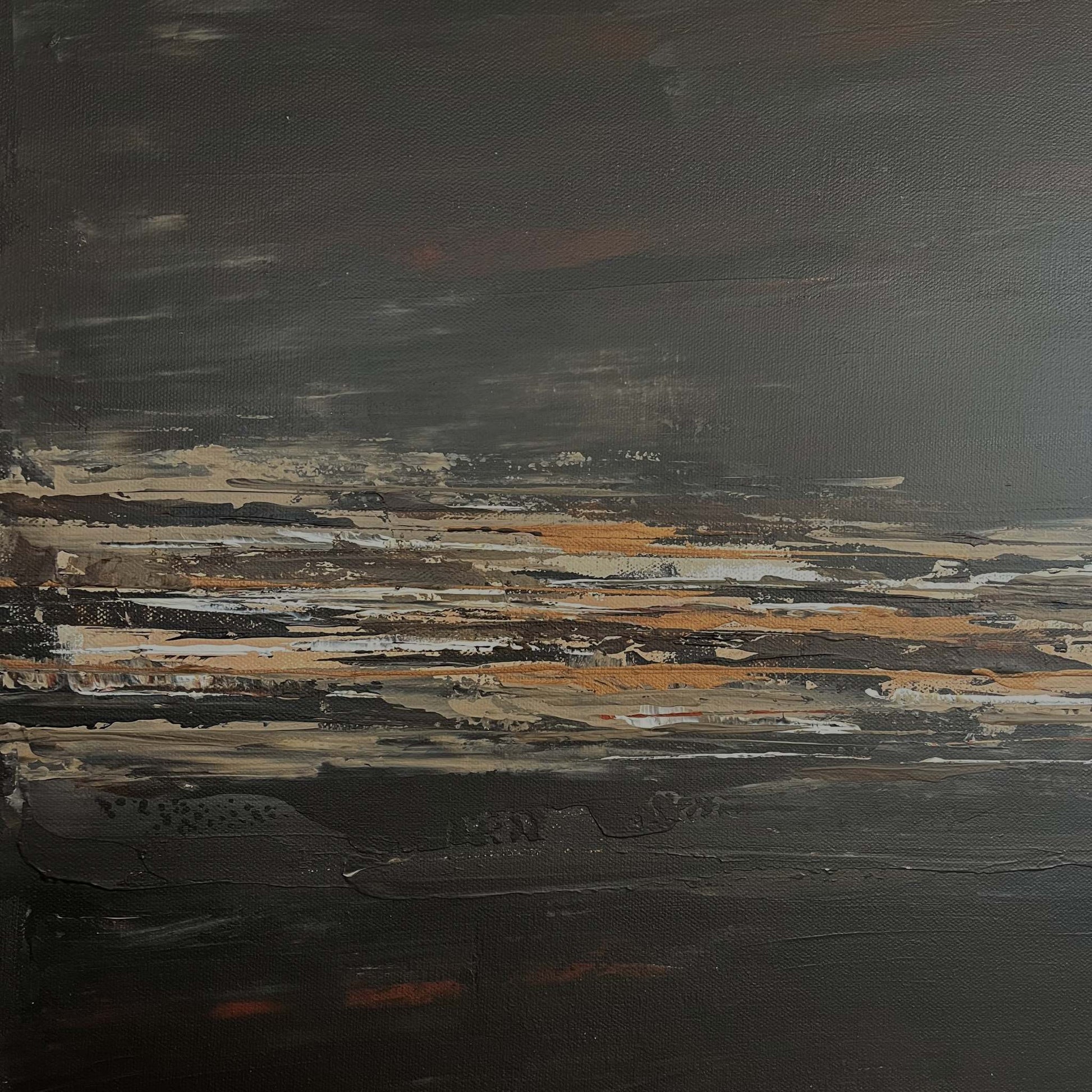Warm neutral abstract painting with layered clay and stone tones, created in textured heavy body acrylic by Charlotte George earthy, grounded, and elegant
