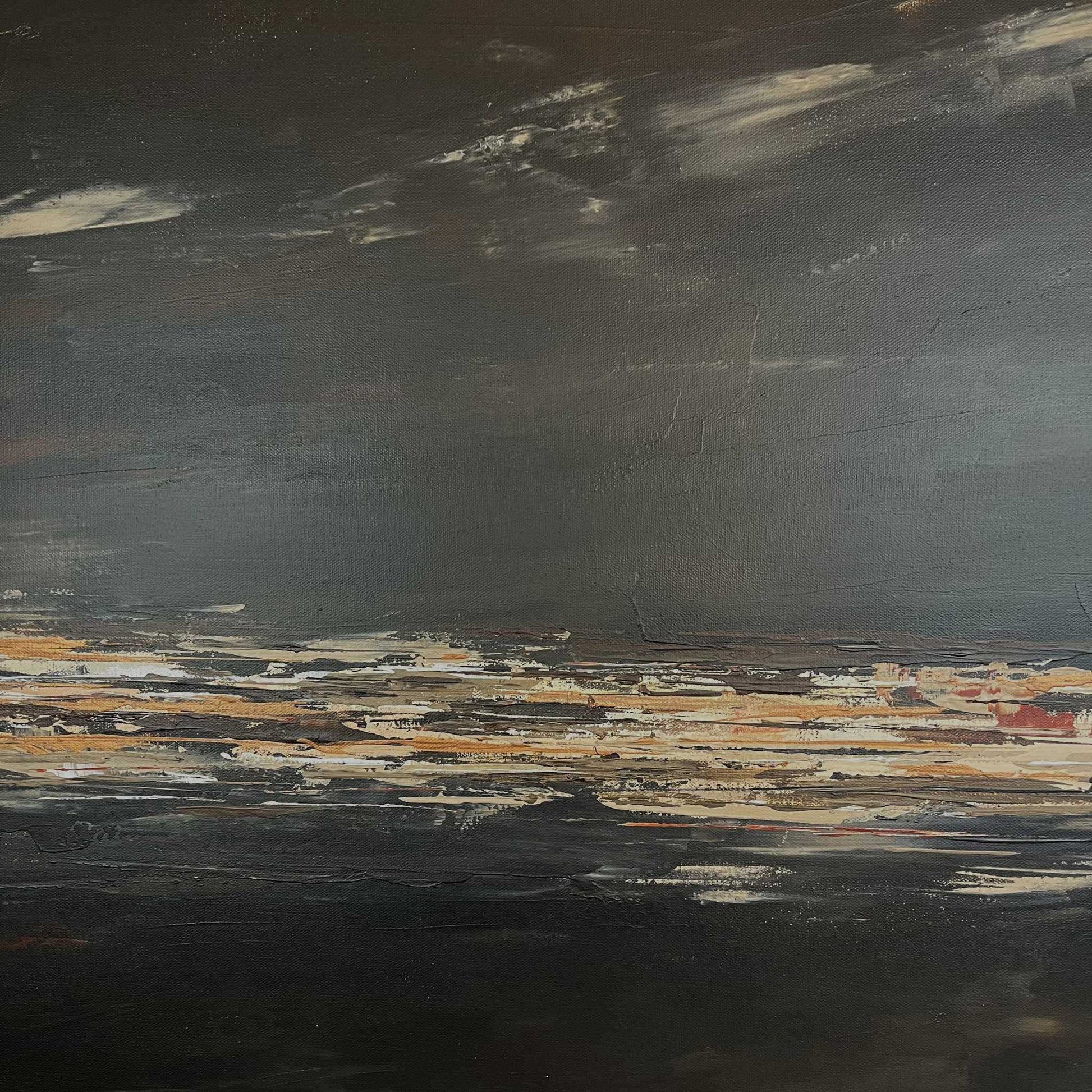 Warm neutral abstract painting with layered clay and stone tones, created in textured heavy body acrylic by Charlotte George earthy, grounded, and elegant