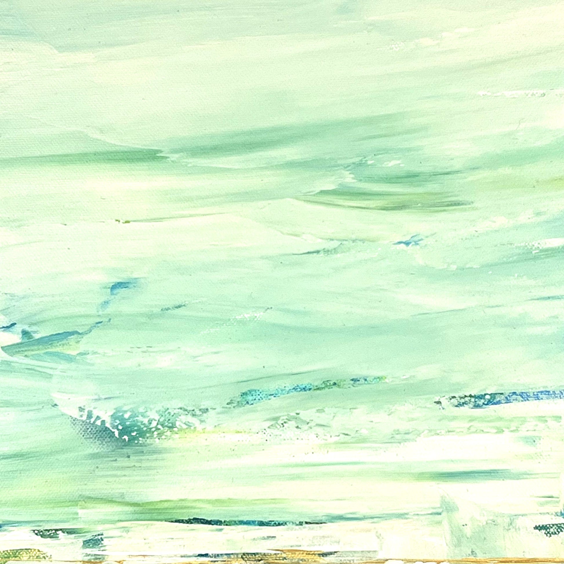 Contemporary abstract painting with subtle color gradients and textured flow, inspired by nature’s cycles and water’s quiet force