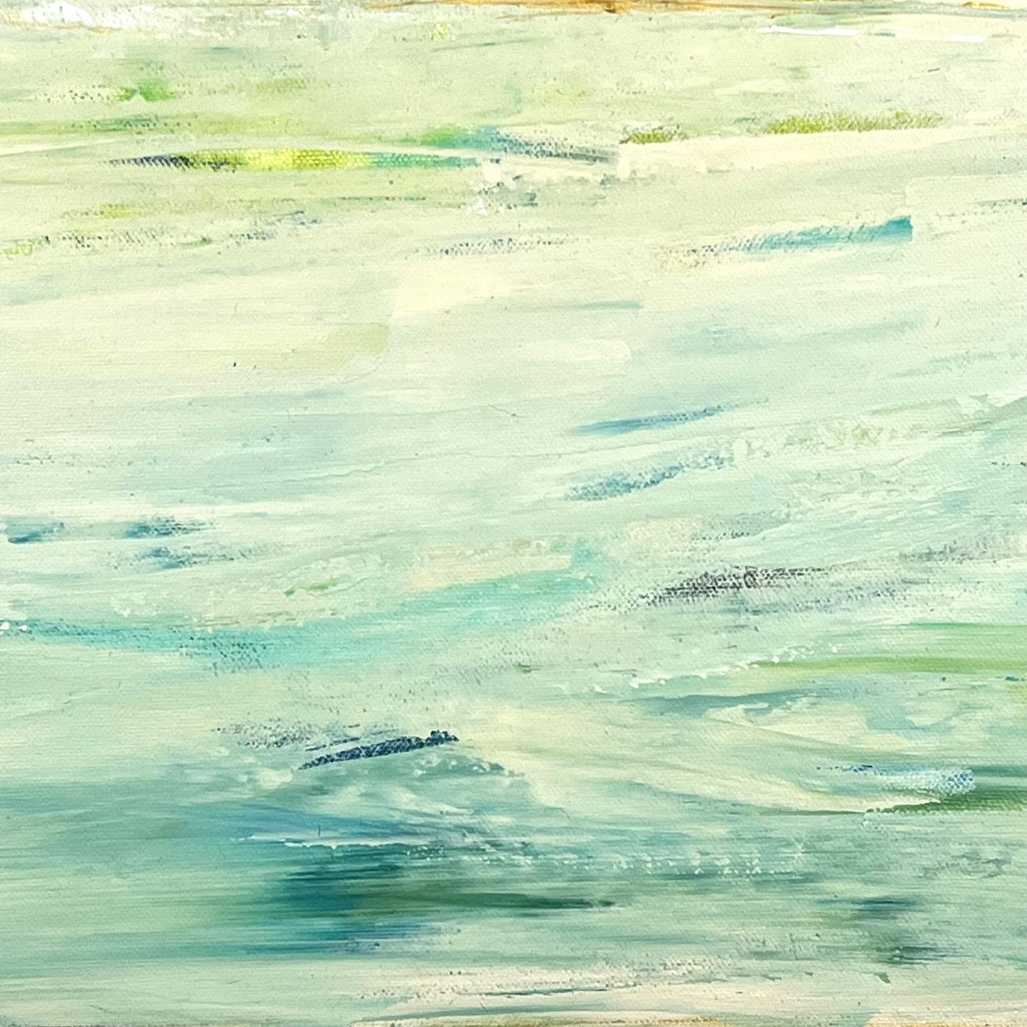 Contemporary abstract painting with subtle color gradients and textured flow, inspired by nature’s cycles and water’s quiet force